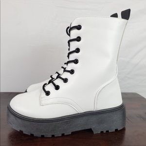 ☆YOKI "Kenzo 06" Platform Combat White Boots